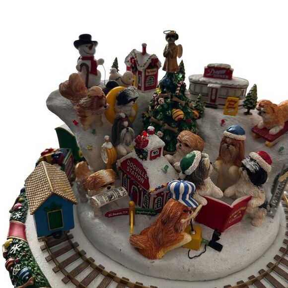 Rare Danbury Mint Shih Tzu Christmas Wonderland Animated Holiday Train Dogs - Picture 5 of 14